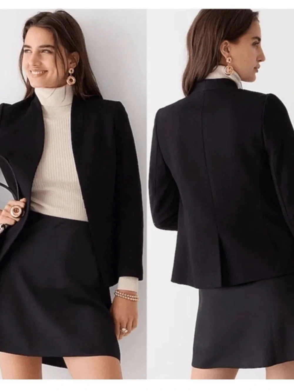 J.Crew 365 collarless open front blazer black Sz 12